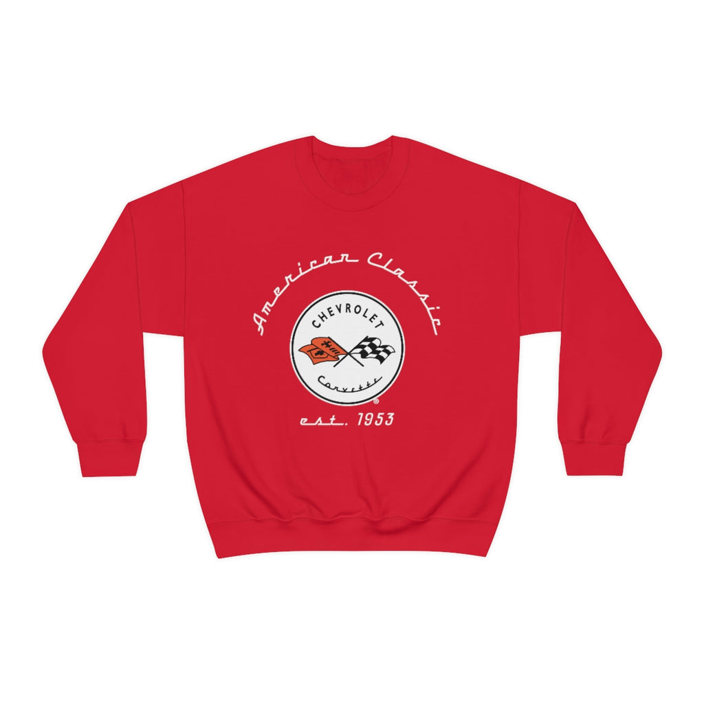 C1 Corvette Crew Neck Long Sleeve Sweatshirt, Unisex Heavy Duty Pullover, Muscle Car Apparel, Chevy Lover Gift, Classic Corvette Sweatshirt