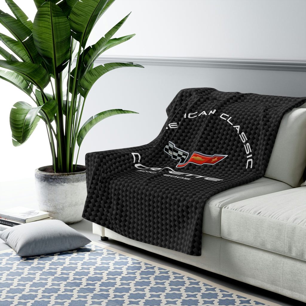 C6 Corvette carbon 50 x 60 inch Sherpa Fleece Blanket, Textured background