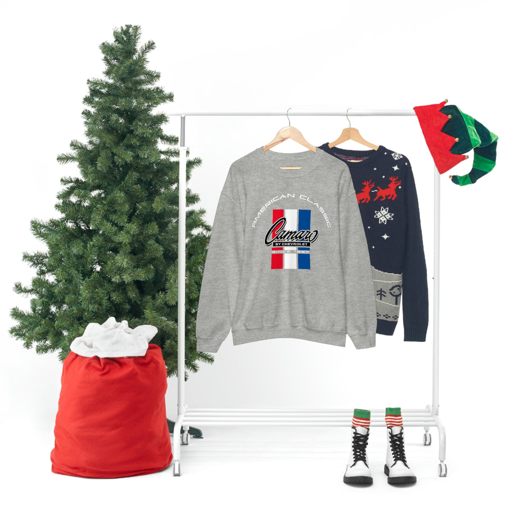 Chevy Camaro 1st Gen Three-Color Stripe Unisex Sweatshirt, Heavy Duty Crew Neck, Great Gift for Chevy Lovers, Classic Car Fans, and Enthusiasts