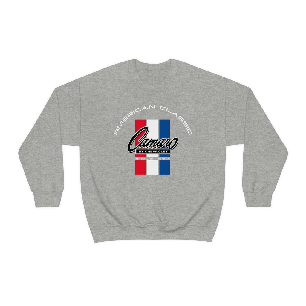 Chevy Camaro 1st Gen Three-Color Stripe Unisex Sweatshirt, Heavy Duty Crew Neck, Great Gift for Chevy Lovers, Classic Car Fans, and Enthusiasts