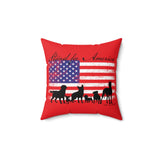 Dog is Good Stand for America, quadratisches Kissen aus rotem gesponnenem Polyester, offiziell lizenziert und hergestellt in den USA