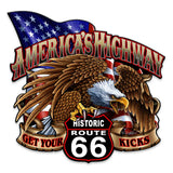 America's Highway Route 66 Vintage Sign 14 x 14 inches