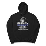 Personalized Shelby Snake Cascading Logo Fleece Hoodie, Unisex Pullover Sweatshirt, Custom Muscle Car Gift for Enthusiasts and Racing Fans