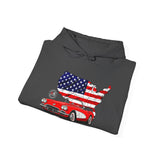 C1 Corvette American Flag Cotton Blend Hooded Sweatshirt – Legends of the Road, Perfect for the Corvette Fan