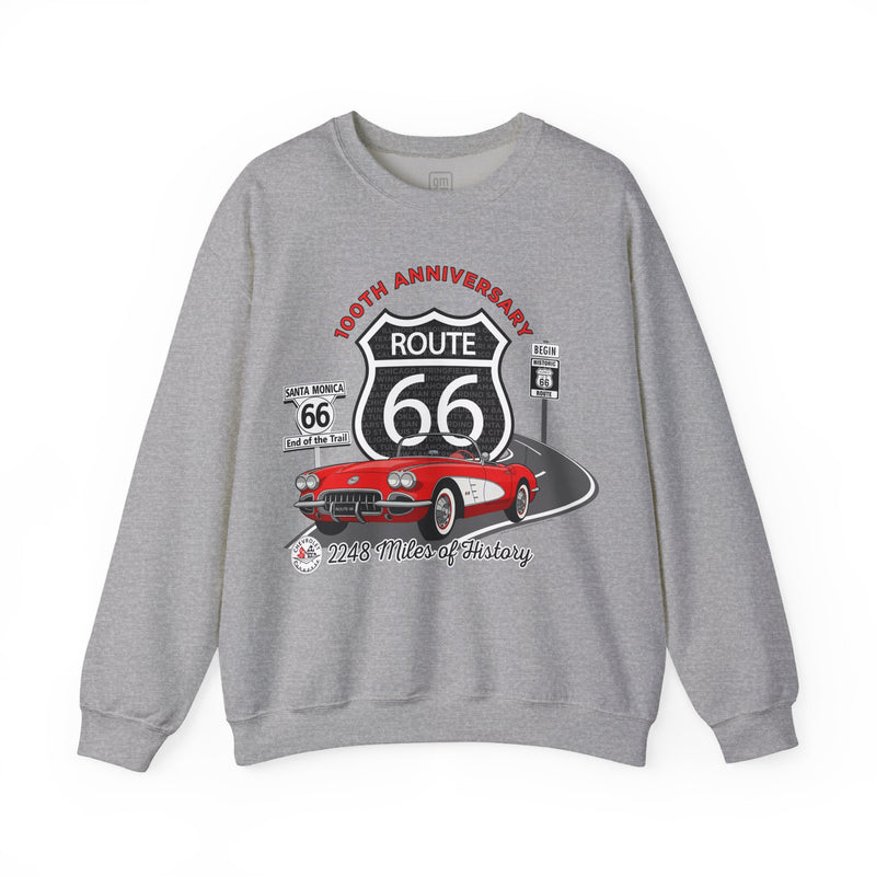 C1 Corvette Route 66 100th Anniversary Cotton Blend Sweatshirt – Legends of the Road, Perfect for the Corvette Fan