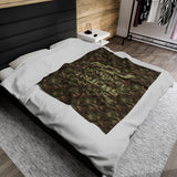 Personalized Chevrolet Trucks Bowtie Camo Velveteen Plush Blanket, Ultra-Soft Medium-Weight 50x60" Blanket with High-Detail One-Sided Print, Ideal Gift for Chevy Truck Enthusiasts, Cozy Home Decor