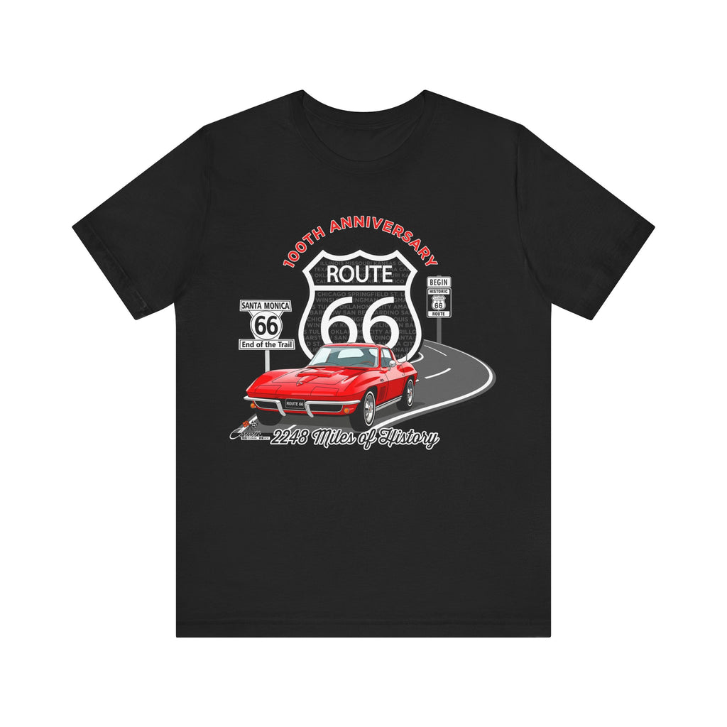 C2 Corvette Route 66 100th Anniversary Short Sleeve Tee – Legends of the Road, Perfect for the Corvette Fan