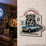 1987 Chevrolet C10 Blue and White Two Tone Route 66 100th Anniversary Die Cut USA Made Metal Sign- Available in 2 sizes