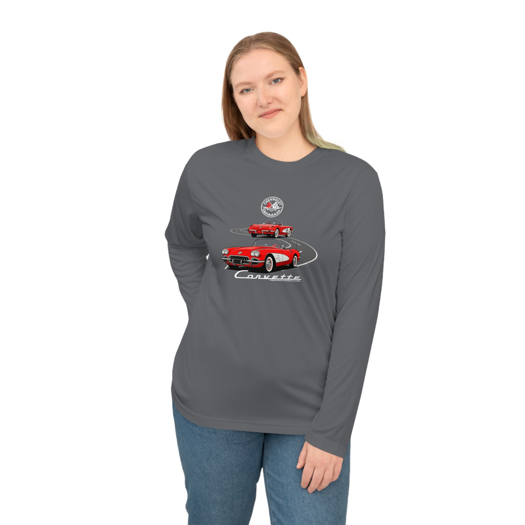C1 Corvette Emblem & Track Performance Long Sleeve Shirt – Legends of the Road, Perfect for the Corvette Fan