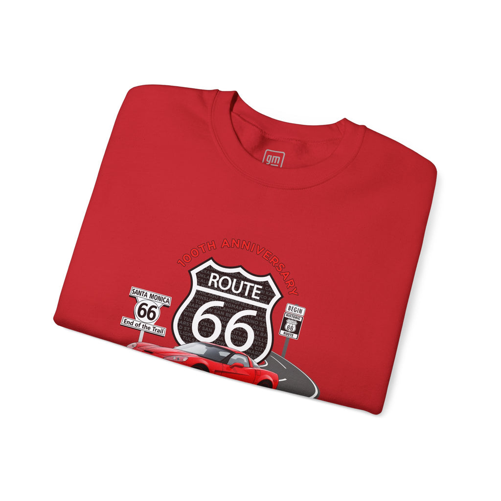 C6 Corvette Route 66 100th Anniversary Cotton Blend Sweatshirt – Legends of the Road, Perfect for the Corvette Fan