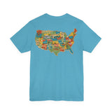Legends of Route 66 100th Anniversary Landmark Map Design Cotton Front and Back Printed Short Sleeve Tee