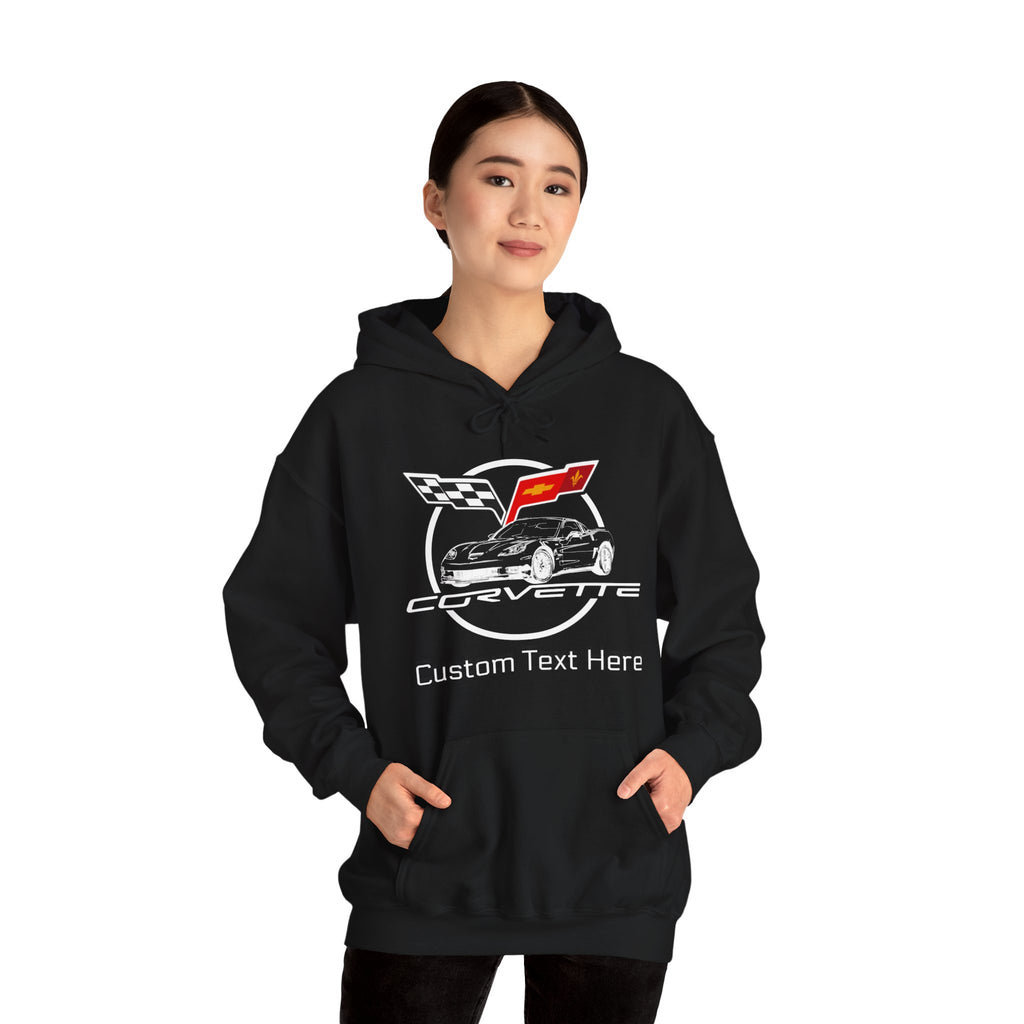 Personalized Chevy C6 Corvette Hoodie, Custom Car Color Cotton Blend Pullover Sweatshirt, Unisex Car Enthusiast Gift, Muscle Car Apparel