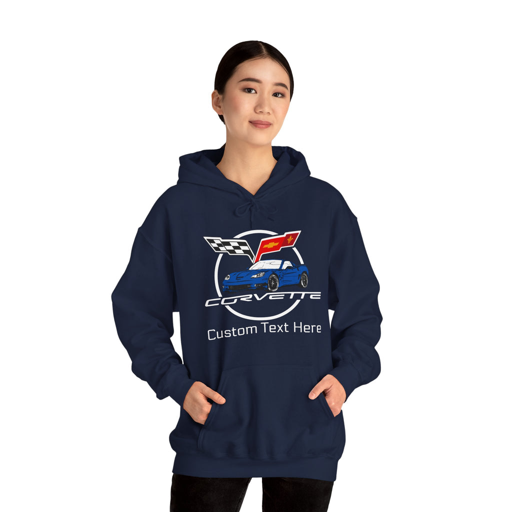 Custom Chevy C6 Corvette Hoodie, Personalized Blue Car Color Sweatshirt, Unisex Pullover for Car Enthusiasts, Great Gift for Corvette Fans