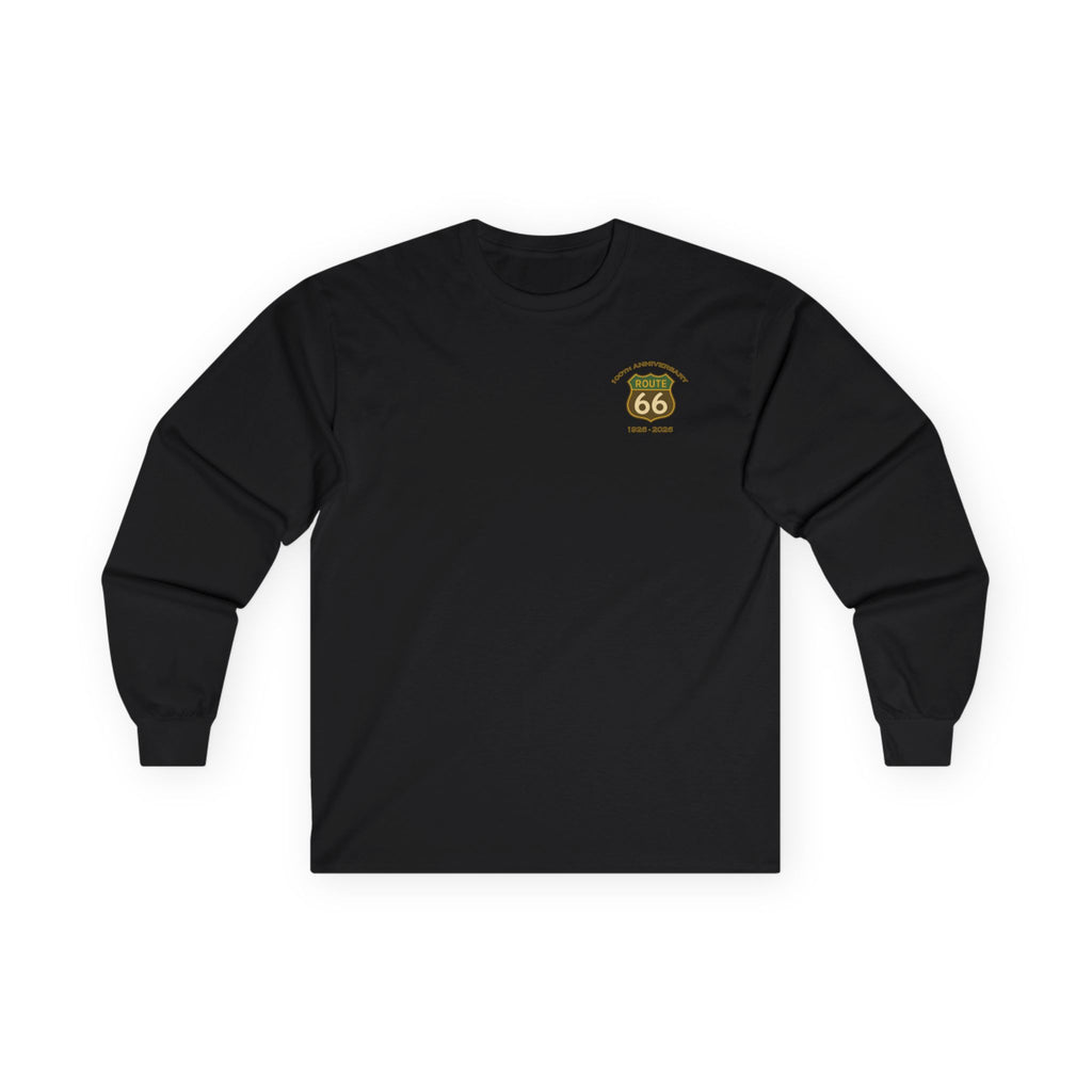 Legends of Route 66 100th Anniversary USA Map Cotton Front and Back Printed Tee - Long Sleeve