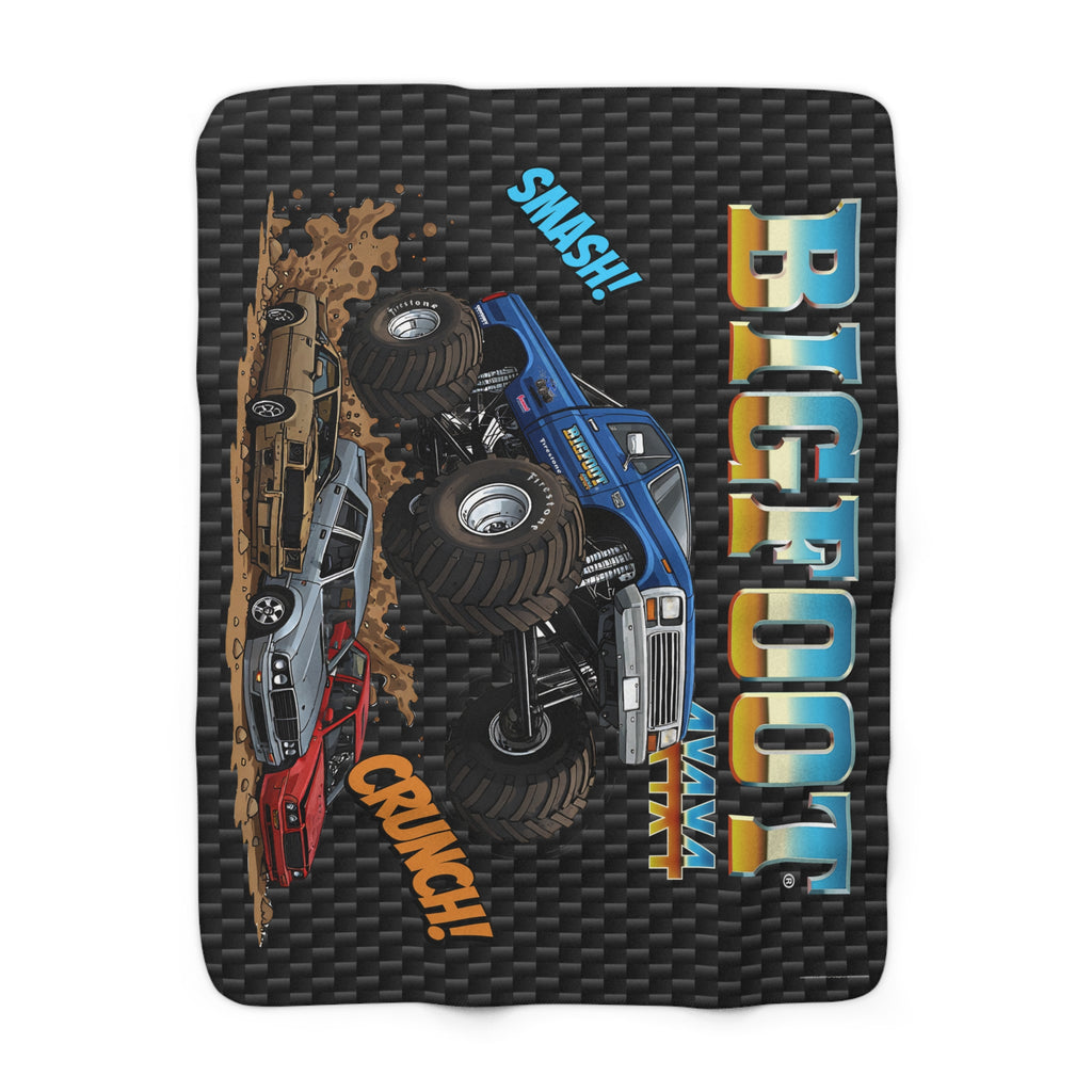 BIGFOOT 4X4X4® "Smash! Crunch! Carbon" 50x60 USA-Made Sherpa Blanket — Ultra-Soft Plush Throw