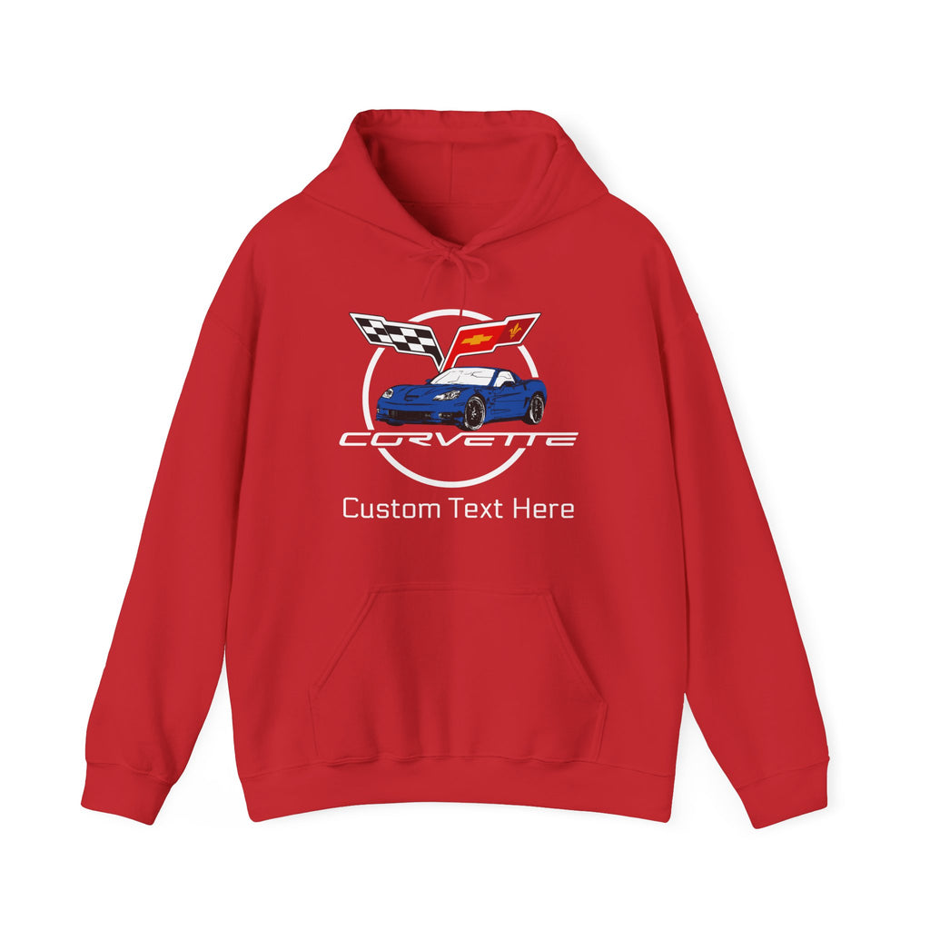 Custom Chevy C6 Corvette Hoodie, Personalized Blue Car Color Sweatshirt, Unisex Pullover for Car Enthusiasts, Great Gift for Corvette Fans