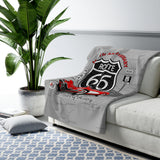 C1 Corvette Route 66 100th Anniversary Sherpa Blanket – Legends of the Road (50" x 60"), Perfect for the Corvette Fan