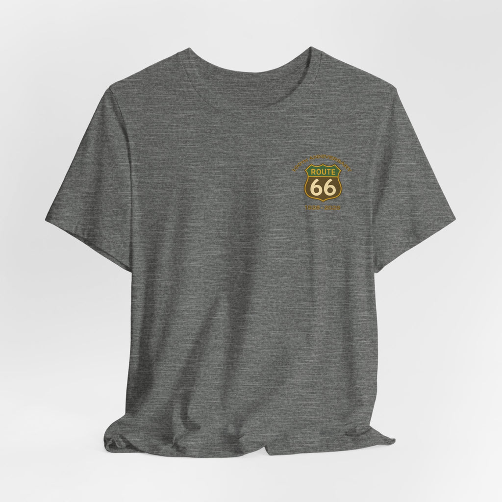 Legends of Route 66 100th Anniversary Landmark Collage Design Cotton Front and Back Printed Short Sleeve Tee