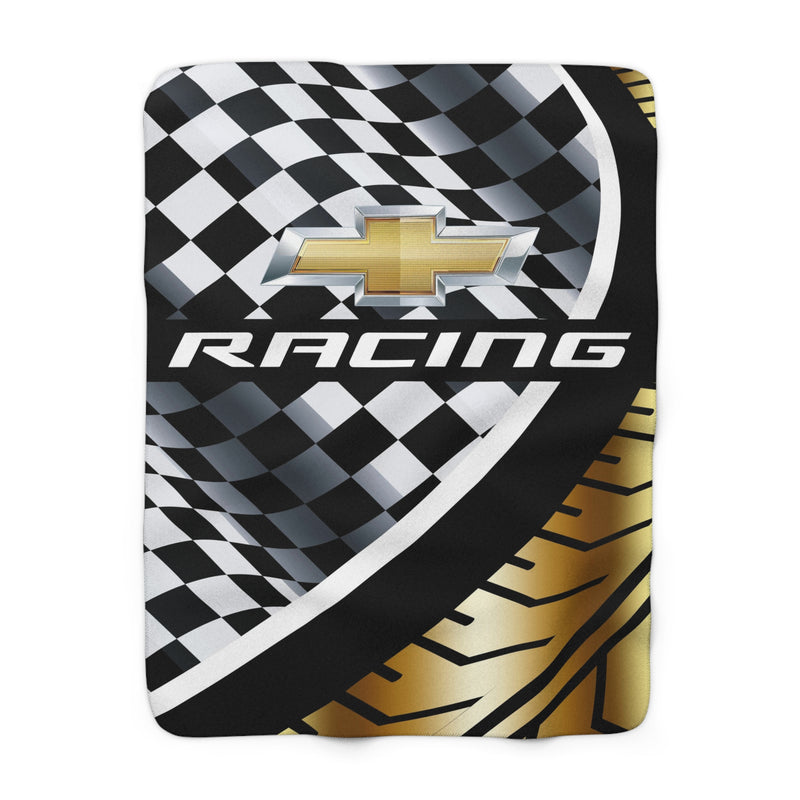 GM Racing Checkerd Flag Gold Dekorative Sherpa Decke