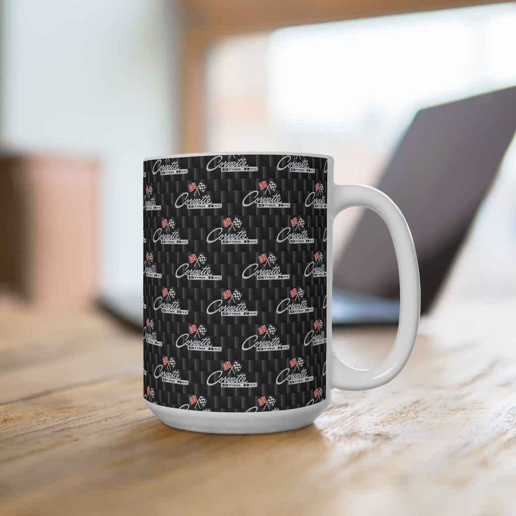 C2 logo black Coffee Mug, Red 15.oz Coffee Mug, Car Enthusiast Gift, Automotive Collector's Drinkware, Car Lover's Present