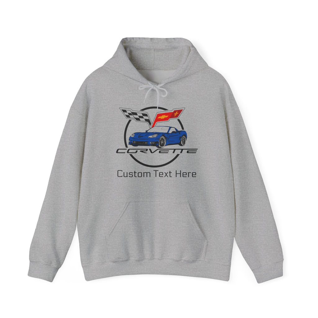 Custom Chevy C6 Corvette Hoodie, Personalized Blue Car Color Sweatshirt, Unisex Pullover for Car Enthusiasts, Great Gift for Corvette Fans