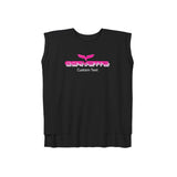 Corvette C6 Personalized Pink Gradient Script Women’s Flowy Muscle Tee, Versatile Sporty Style & Rolled Cuffs