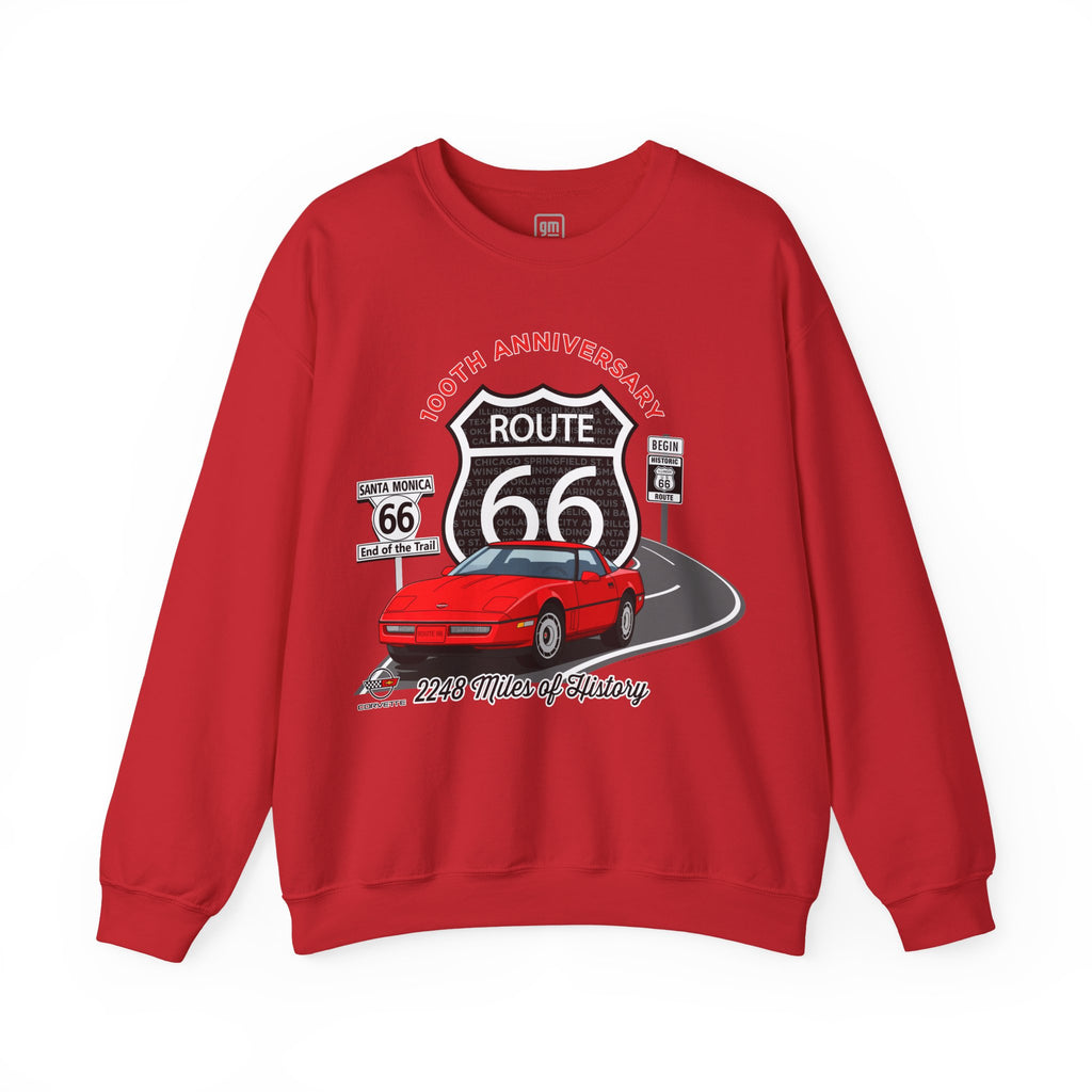 C4 Corvette Route 66 100th Anniversary Cotton Blend Sweatshirt – Legends of the Road, Perfect for the Corvette Fan