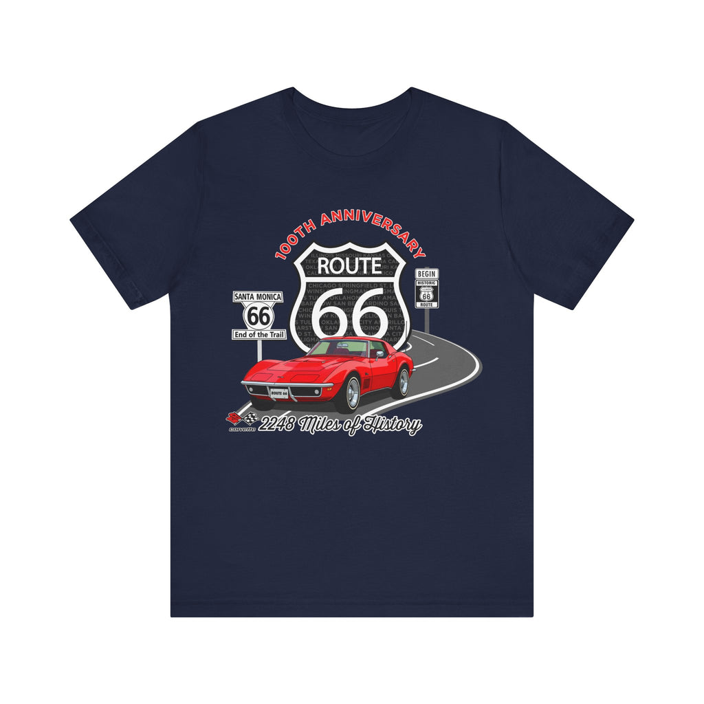 C3 Corvette Route 66 100th Anniversary Short Sleeve Tee – Legends of the Road, Perfect for the Corvette Fan