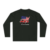 C1 Corvette American Flag Hooded Performance Long Sleeve Tee Legends of the Road – Perfect for the Corvette Fan