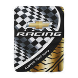 Personalized GM Racing  Checkerd Flag Gold Decorative Sherpa Blanket