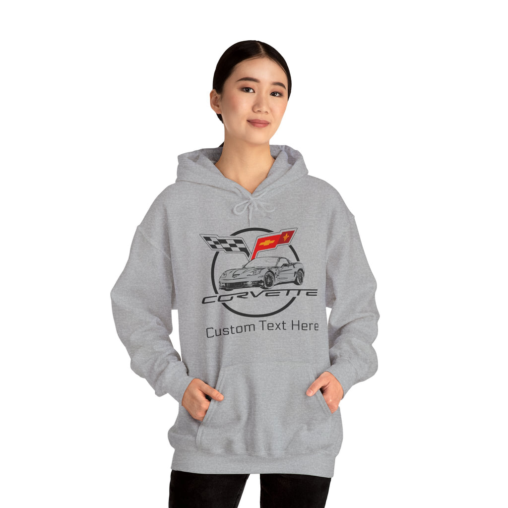 Personalized Chevy C6 Corvette Hoodie, Custom Car Color Cotton Blend Pullover Sweatshirt, Unisex Muscle Car Apparel, Gift for Corvette Fans