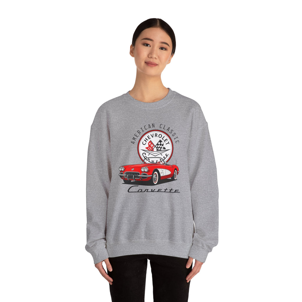 C1 Corvette American Classic Emblem Cotton Blend Sweatshirt – Legends of the Road, Perfect for the Corvette Fan