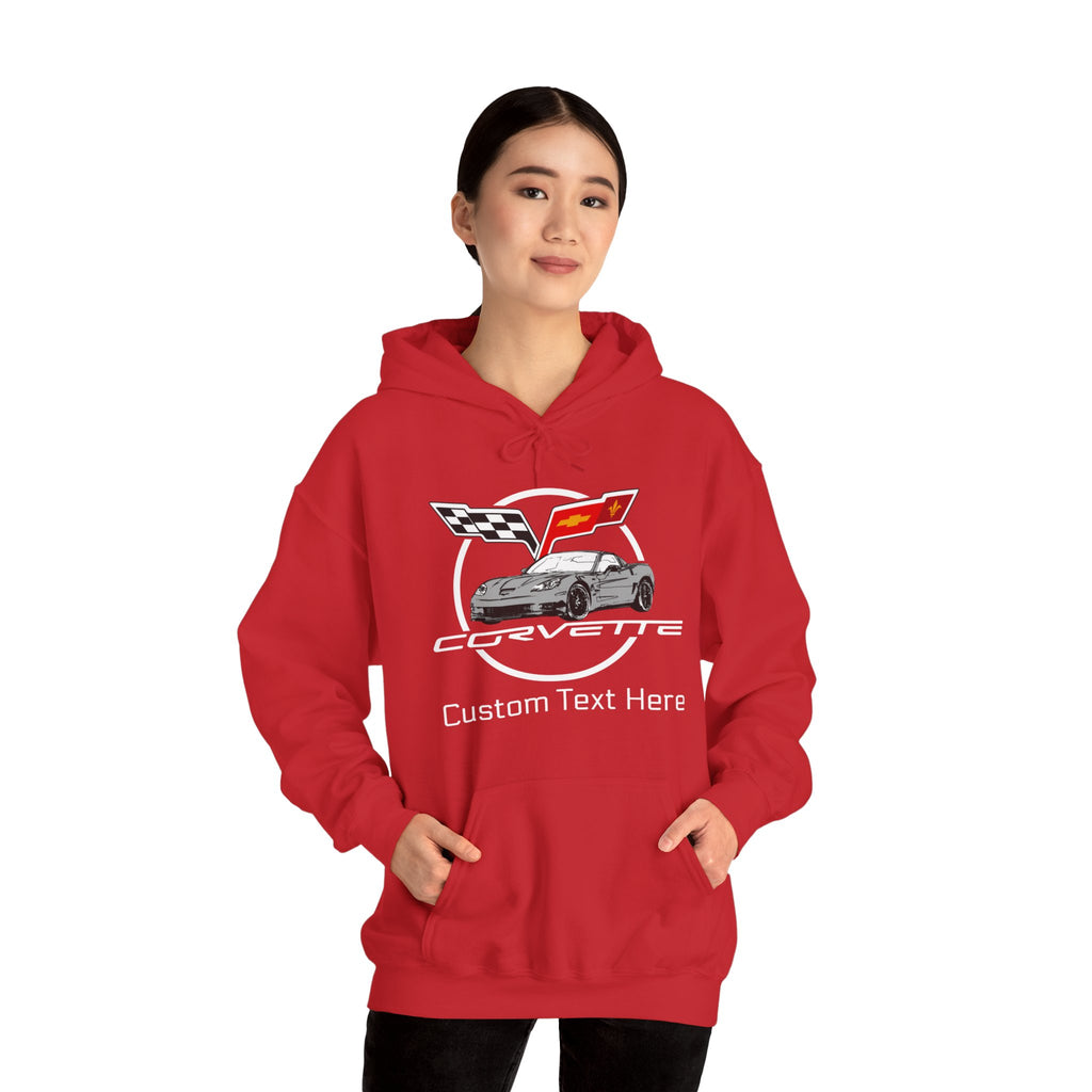 Personalized Chevy C6 Corvette Hoodie, Custom Car Color Cotton Blend Pullover Sweatshirt, Unisex Muscle Car Apparel, Gift for Corvette Fans