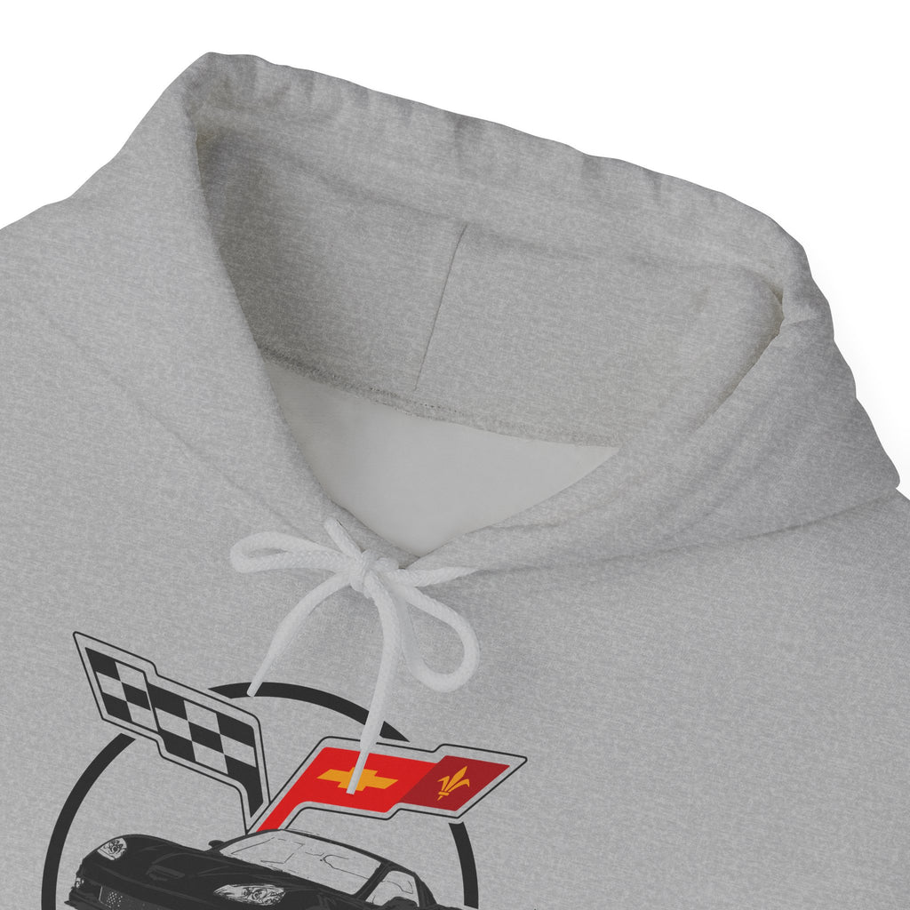 C6 Corvette Personalized Custom Car Color Cotton Blend Hooded Sweatshirt - BLACK