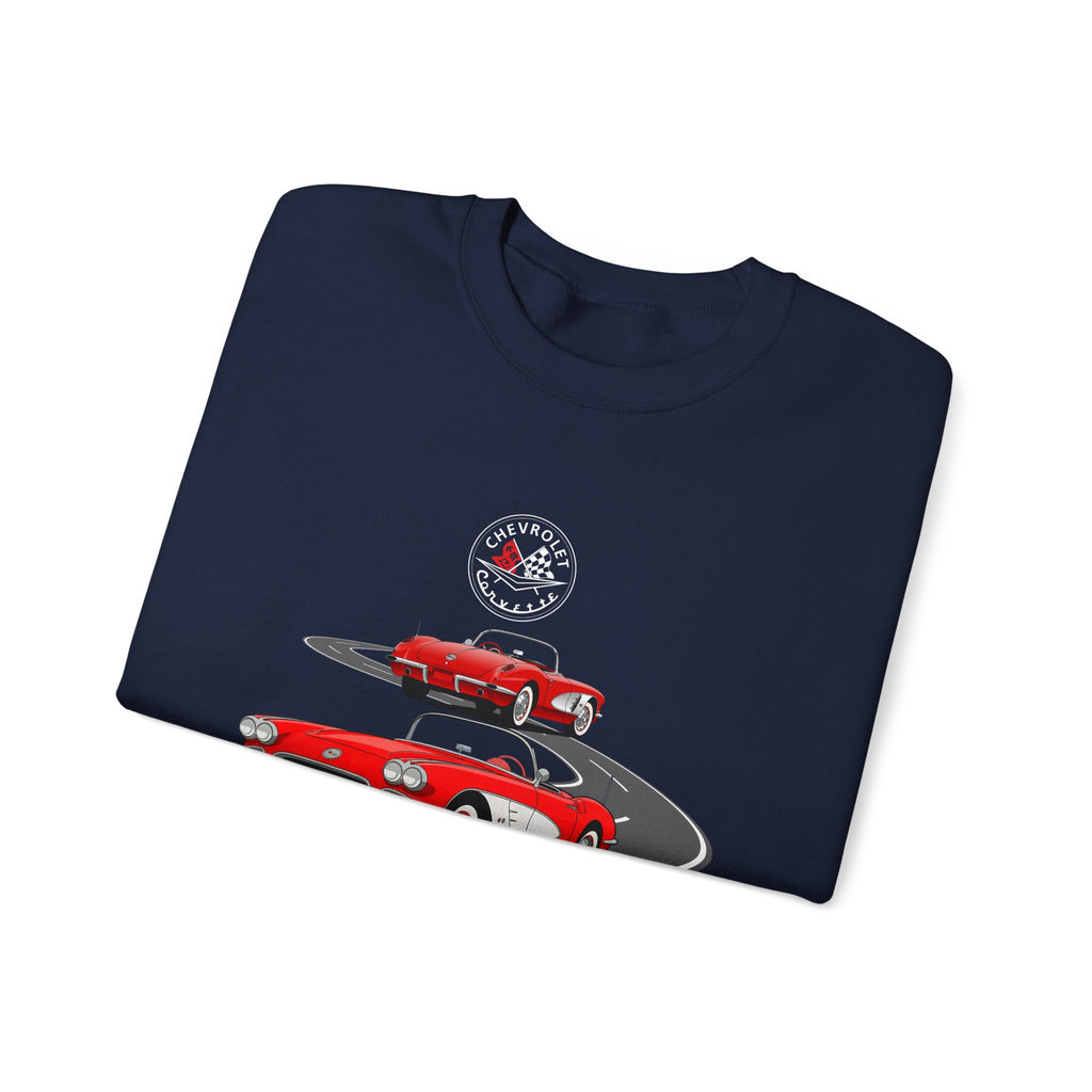 C1 Corvette Dual View Crew Neck Sweatshirt – Legends of the Road, Perfect for the Corvette Fan