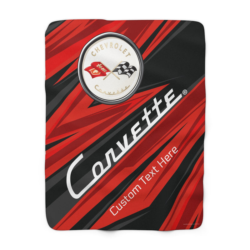 Personalized C1 Corvette Racing Decorative Diagonal Pattern Sherpa Blanket, Perfect for Chilly Days