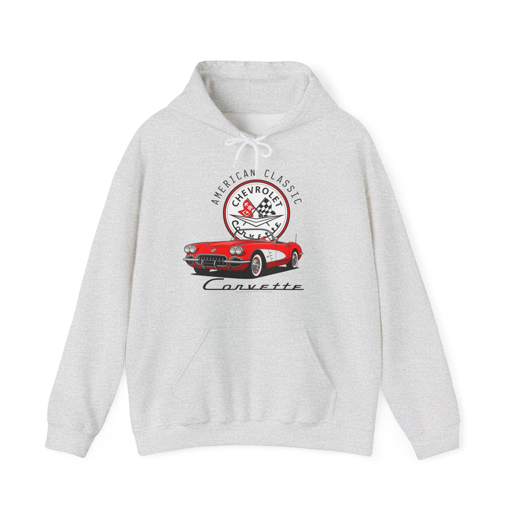 C1 Corvette American Classic Emblem Cotton Blend Hooded Sweatshirt – Legends of the Road, Perfect for the Corvette Fan