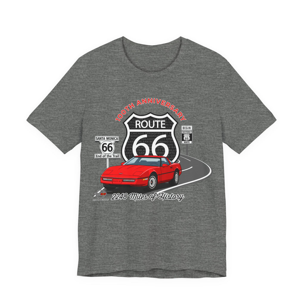 C4 Corvette Route 66 100th Anniversary Short Sleeve Tee – Legends of the Road, Perfect for the Corvette Fan