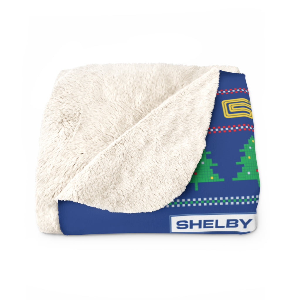 Shelby Cobra with Santa Hat Ugly Christmas Sweater design 50 x 60 inch  Sherpa Fleece Blanket