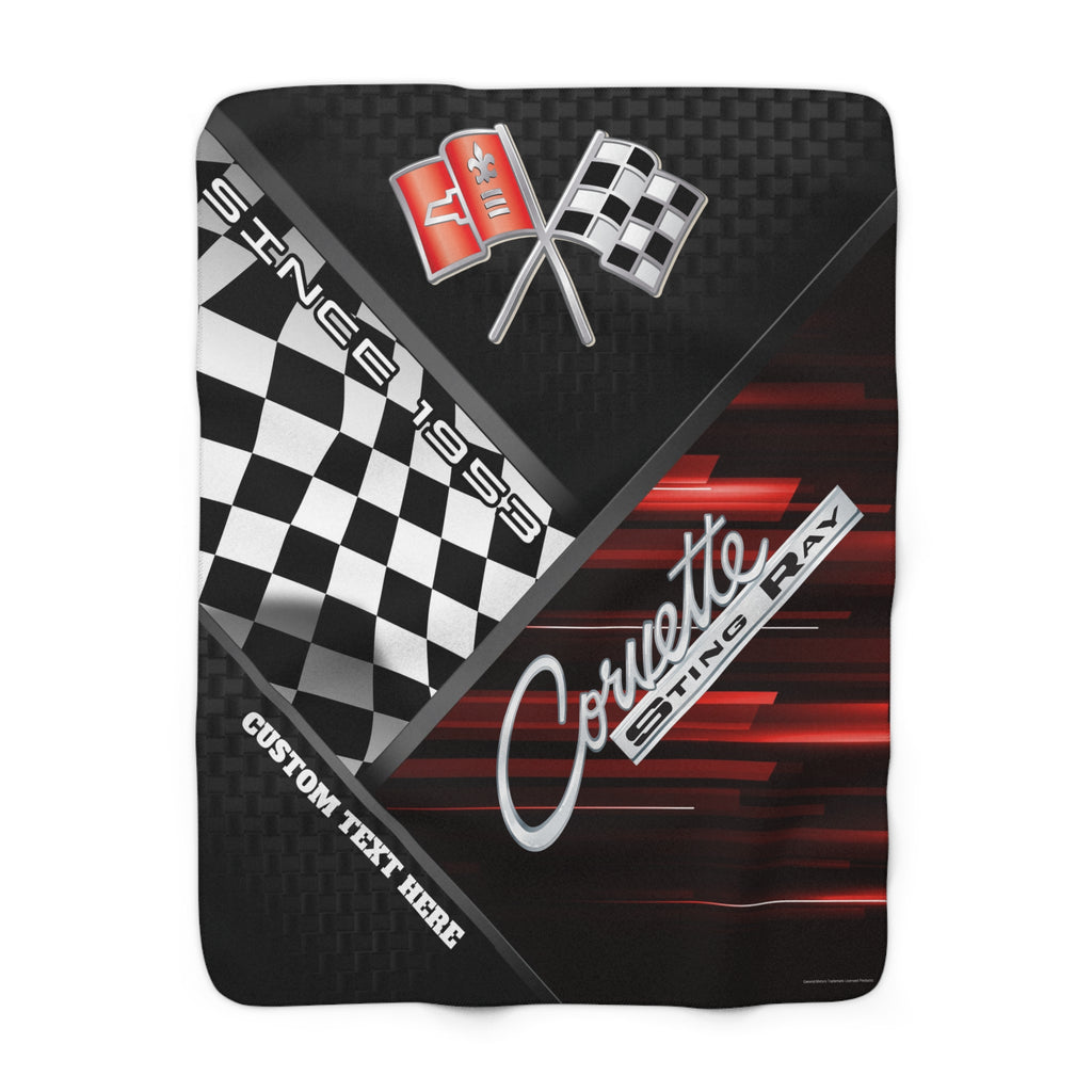 Personalized C2 Corvette Checkered Flag Racing Decorative Sherpa Blanket, Perfect for Chilly Days