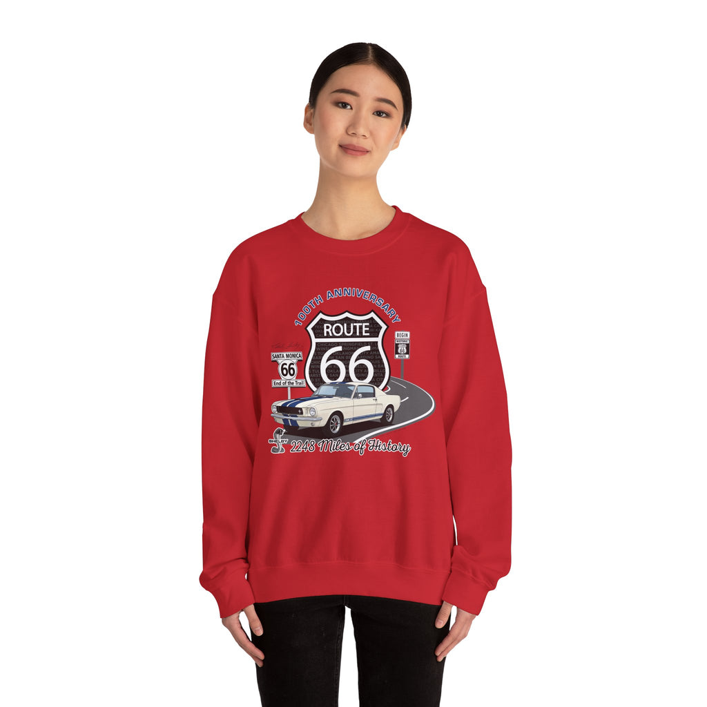 Shelby GT350 Route 66 100th Anniversary Crew Neck Sweatshirt-Legends of the Road, Shelby Fan Favorite