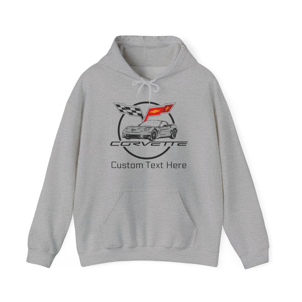 C6 Corvette Personalized Custom Car Color Cotton Blend Hooded Sweatshirt - GREY