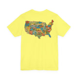 Legends of Route 66 100th Anniversary Landmark Map Design Cotton Front and Back Printed Short Sleeve Tee