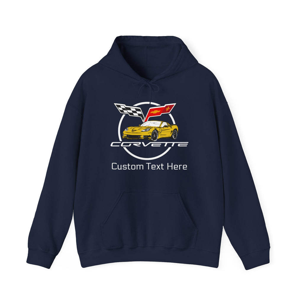 Custom C6 Corvette Hoodie, Personalized Yellow Car Color Cotton Blend Sweatshirt, Unisex Pullover for Car Lovers and Chevrolet Enthusiasts