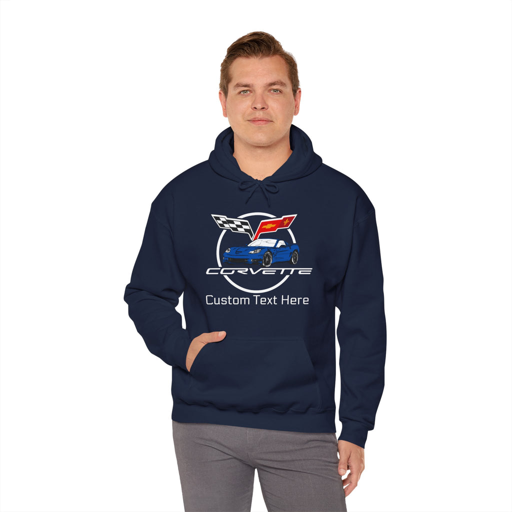 Custom Chevy C6 Corvette Hoodie, Personalized Blue Car Color Sweatshirt, Unisex Pullover for Car Enthusiasts, Great Gift for Corvette Fans