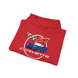 C6 Corvette Personalized Custom Car Color Cotton Blend Hooded Sweatshirt - BLUE