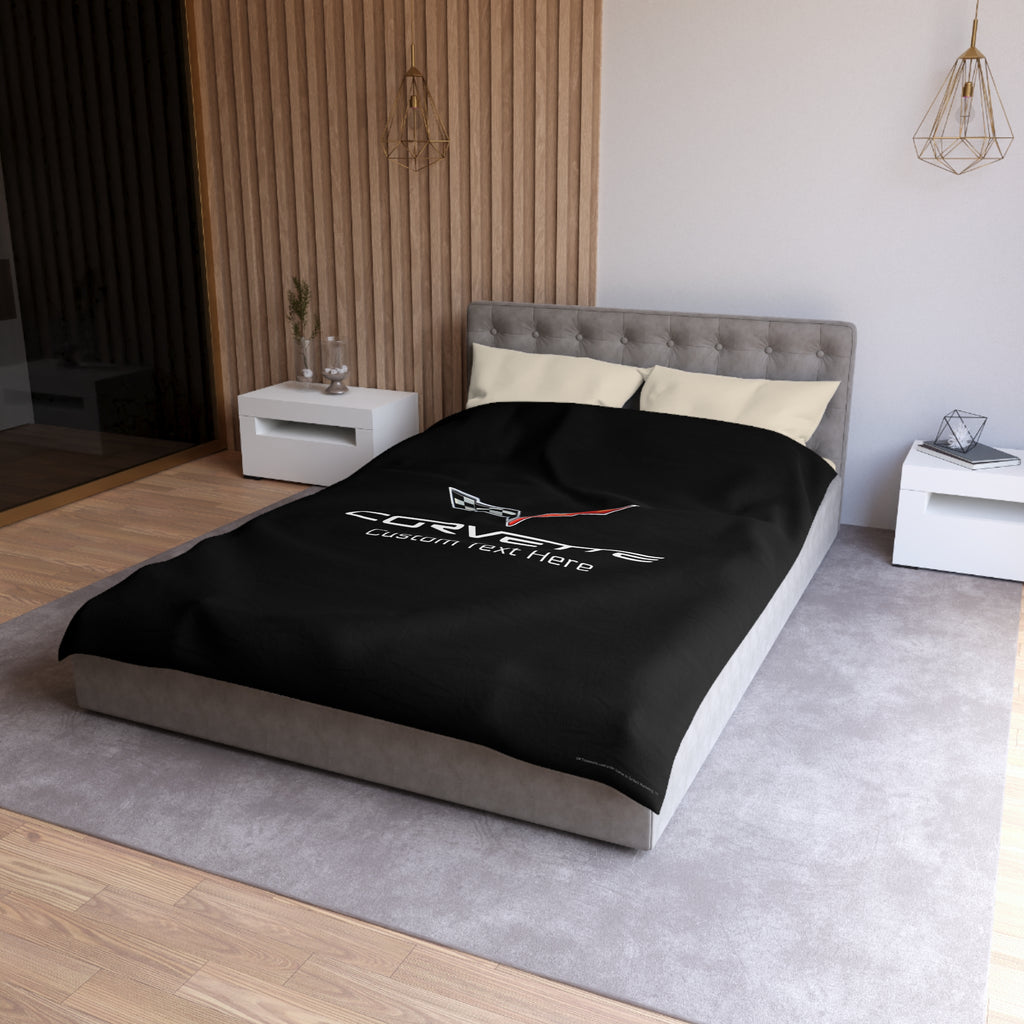Corvette C6 Personalized Black Microfiber Duvet Cover – Sleek Style for Car Lovers