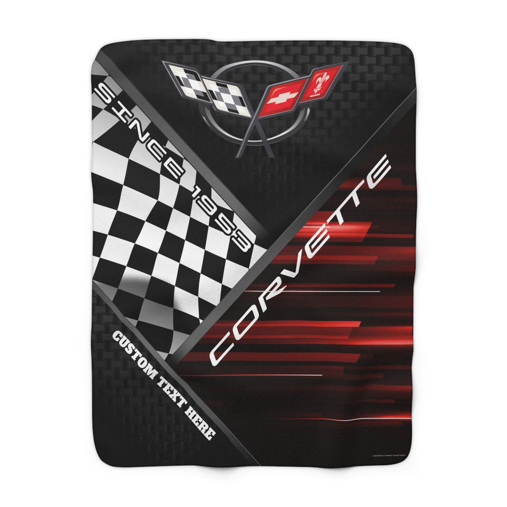 Personalized C5 Corvette Checkered Flag Racing Decorative Sherpa Blanket, Perfect for Chilly Days