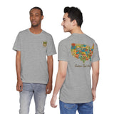 Legends of Route 66 100th Anniversary Landmark Map Design Cotton Front and Back Printed Personalized Short Sleeve Tee