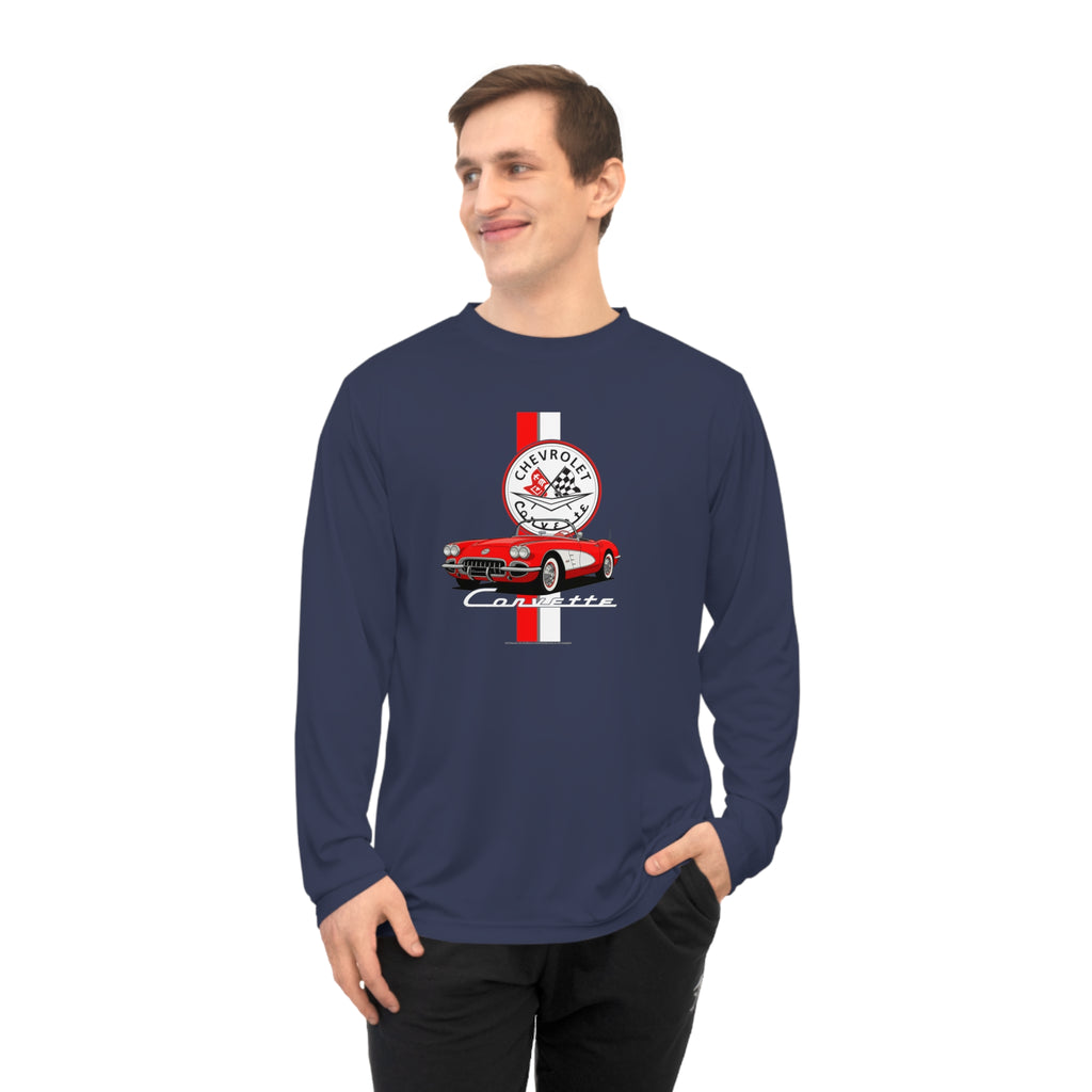 C1 Corvette Vertical Stripe Emblem Performance Shirt-Legends of the Road, Perfect for the Corvette Fan